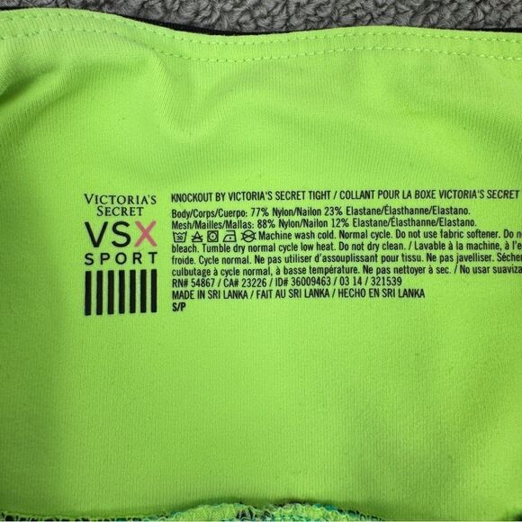 Victoria’s Secret‎ Sport Mesh Accent Ankle Leggings Black Teal Small Mid Rise - Picture 8 of 11